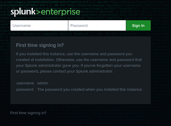 admin interface in splunk